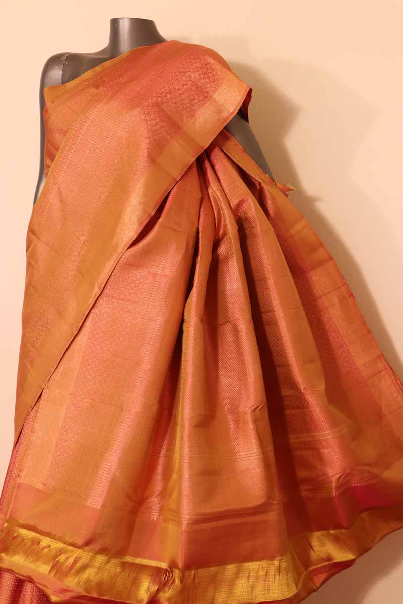 Designer Copper Kanjeevaram Silk Saree